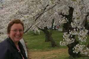 Kay with cherry blossoms