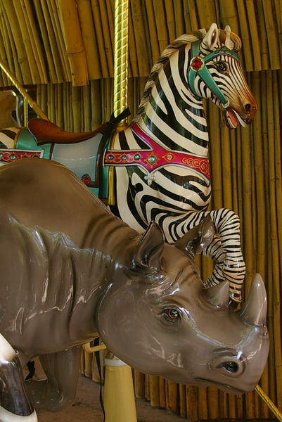 Carousel rhino and zebra