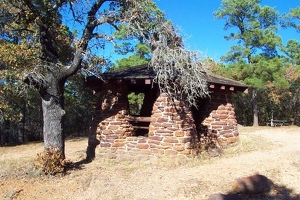 Stone structure at scenic overlook