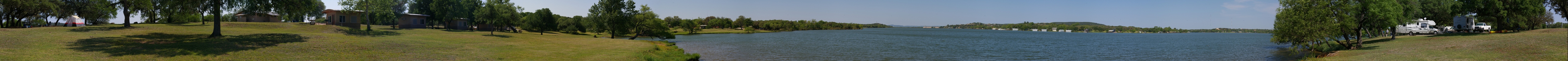 Panoramic lake and campsites