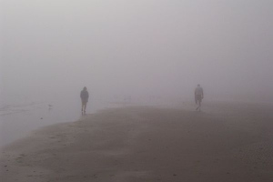 A foggy morning on the beach