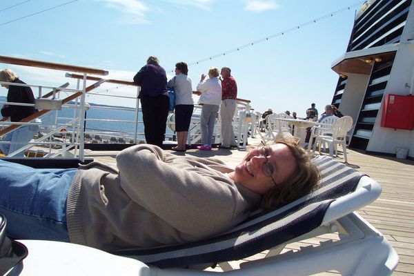 Kay relaxing on deck
